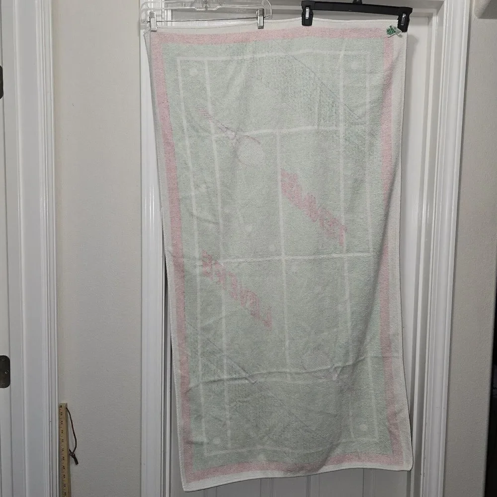 Vintage Tennis Beach Towel Cotton‎ 28x50 Island Fun 1980s